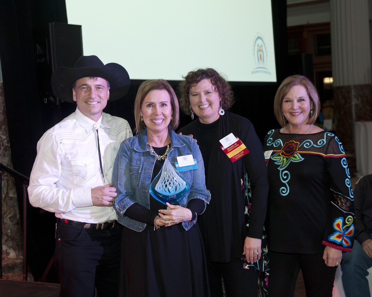 Image of Pictured left to right: Dr. Heymach (Medical Advisor of Rexanna's Foundation), Donna Priestley, Lisa Spain (Executive Director), Stephanie Kruger (President) 